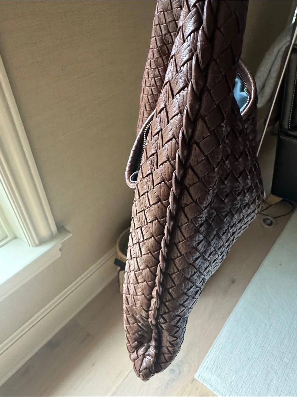 Bottega Veneta Veneta Hobo Intrecciato Bag, Choc Brown, Medium Lambskin Leather